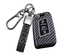 Rondrive Carbon Look ABS Car Key Case Key Cover Fits VW Passat B8 Arteon Jetta T-guan MK2 Golf Alltrack Atlas 2018-2022 Fluorescent Key Protection Key Cover B-Black