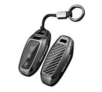 Rondrive Carbon Texture Key Fob Cover Case Compatible with Audi 2026 2025 Q5 SQ5 Q6 E-tron RSQ6 A3 A5 A5L S5 A6 A6L Metal Car Key Shell Silicone Key Case