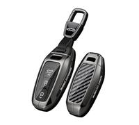 Rondrive Carbon Texture Key Fob Cover Case Compatible with Audi 2026 2025 Q5 SQ5 Q6 E-tron RSQ6 A3 A5 A5L S5 A6 A6L Metal Car Key Shell Silicone Key Case