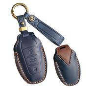 Rondrive Genuine Cowhide Leather Key Case For Peugeot 308SW 2024 208e GT 3008 Hybrid 4 2022 508 E2008 5008 2020 E208 Key Case Key Cover 3 Buttons Key Fob Blue