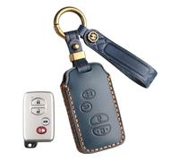 Rondrive Hand Stitched Leather Key Case Fits Toyota 2007-2015 Previa Highlander Kluger Corolla 4Runner Venza Car Key Case Key Cover Key Protector 4 Buttons Blue
