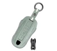 Rondrive Handmade Leather Car Key Cover Case Compatible with Porsche Panamera Cayenne Taycan 911 Carrera 2017-2026 Key Fob Holder for Men Women, Light-Green-B