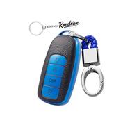 Rondrive Key Case Car Key Case Key Protector Compatible with Tiggo 7 Pro Tiggo 8 Pro Max Tiggo 9 Super Hybrid Arrizo 5 Plus Omoda 5 C5 E5 C9 EV TPU Leather Texture Key Cover-A Blue