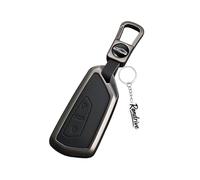 Rondrive Key Case Car Key Cover Compatible with Ford Capriv EV 2025 2026 Tourneo Connect Zinc Alloy + Leather Key Case Key Fob 3 Buttons Black