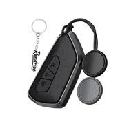 Rondrive Key Case Car Key Cover Compatible with VW Golf 8 8.5 ID.Buzz ID.3 ID.4 ID.5 ID.6 ID.7 T7 Zinc Alloy + Leather Key Case Key Fob 3 Buttons Black