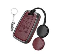Rondrive Key Case Car Key Cover Compatible with VW Passat B8 Arteon (Not for R/GTE) Jetta 2018-2020 Zinc Alloy + Leather Key Shell Key Case Key Ring Type C Red