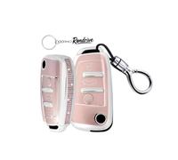 Rondrive Key Case Compatible with Audi Q3 Sportback RSQ3 8U 2025 A1 8X A3 8V 8P Q2 Q7 A4 B7 A6 C6 4F Rhinestones Car Key Case TPU Key Case Key Case Key Shell A Pink