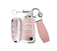 Rondrive Key Case Compatible with Audi Q3 Sportback RSQ3 8U 2025 A1 8X A3 8V 8P Q2 Q7 A4 B7 A6 C6 4F Rhinestones Car Key Case TPU Key Case Key Case Key Shell C Pink