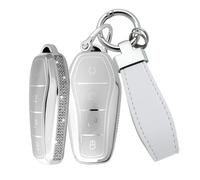 Rondrive Key Case Compatible with BYD Atto 3 Dolphin Surf Han Tang Song Seal 6 DM-i Shark 6 Sealion 5 DM-i Rhinestones Car Key Case TPU Key Case Keychain C Silver