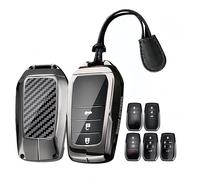 Rondrive Key Case Compatible with Suzuki Swace 2023 2024 Fits Mazda 2 Hybrid 2022-2024 2/3/4 Buttons Carbon Fibre Texture Key Protection Case Metal Protective Cover Key Case Black