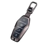 Rondrive Key Case Fits BYD Seal U DM-i Song Plus EV Atto 2 Atto 3 Sealion 7 Tang Metal Leather Car Key Case Key Protector Key Cover Key Case with Key Fob A Grey