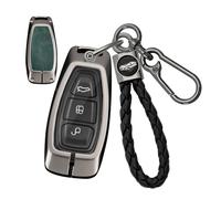 Rondrive Key Case Fits Ford Puma Gen-E 2025 Fiesta ST MK7 MK8 Kuga MK3 2023 ST Line Focus ST MK4 Grand C-Max Metal Leather Car Key Case Cover Key Protector Key Fob C Green