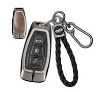 Rondrive Key Case Fits Ford Puma Gen-E 2025 Fiesta ST MK7 MK8 Kuga MK3 2023 ST Line Focus ST MK4 Grand C-Max Metal Leather Car Key Case Cover Key Protector Key Fob C Brown