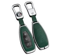 Rondrive Key Case Fits Ford Puma Gen-E ST Line 2025 2026 Kuga MK3 2023 Focus MK4 Fiesta MK7 MK8 Mondeo Grand C-Max Fusion Key Cover Car Key Case Key Ring Silver Green