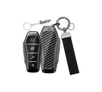 Rondrive Key Case Key Cover Compatible with BYD Seal U DM-I Song Plus EV Atto 2 Atto 3 Dolphin Surf Sealion 7 Metal Car Key Case Key Case Key Fob Carbon Fibre Black