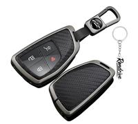 Rondrive Key Case Key Cover Compatible with Chevrolet Silverado 150 Traverse GMC Sierra 1500 2500HD 3500HD 2024 2025 2026 Metal Car Key Case Key Case Key Case Carbon Fibre
