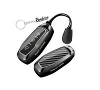Rondrive Key Case Key Cover Compatible with Ford Focus Mondeo MK5 S-max Kuga Puma Fiesta Escort Explorer Metal Car Key Case Key Case Key Fob Carbon Fibre Black