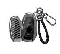 Rondrive Key Case Key Cover Compatible with Subaru Ascent Forester Outback Impreza WRX BRZ Legacy STI Levorg 3/4 Buttons Metal Car Key Case Key Fob Carbon Fibre Black