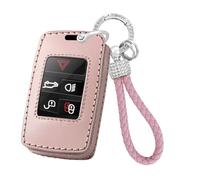 Rondrive Key Case Key Protector Compatible with Jaguar XE XF E-Pace F-Pace F-Type 2019-2025 Remote Control Cover PU Leather Car Key Case Key Cover 5 Buttons B Pink