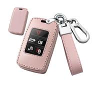 Rondrive Key Case Key Protector Compatible with Jaguar XE XF E-Pace I-Pace F-Type 2019-2025 Remote Control Cover PU Leather Car Key Case Key Cover 5 Buttons A Pink