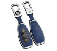 Rondrive Key Case Suitable for Ford Puma Gen-E ST Line 2025 2026 Kuga MK3 2023 Focus MK4 Fiesta MK7 MK8 Mondeo Grand C-Max Fusion Key Cover Car Key Case Key Ring Silver Blue