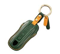 Rondrive Key Case Vegetable Tanned Leather Car Key Case Fits Porsche P-anamera 911 Cayenne Macan Cayman Carrera Taycan 2019-2024 Accessories Key Case Key Case Key Case 3 Buttons Green
