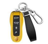 Rondrive Key Fob Case Car Key Shell Fit for Porsche Panamera Boxster Cayman Carrera Macan 918 Spyder 2013-up, Premium ABS Plastic Key Cover Fit for Porsche, Yellow