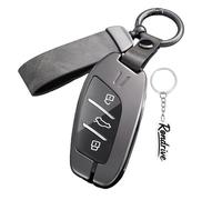 Rondrive Key Fob Cover Case Compatible with MG MG3 MG4 MG5 IM5 for MG ZS Hybrid+ EV HS Trophy EHS Mgs5 2019-2025 Protection Car Key Shell Holder Keychain Keyring Leather Metal Housing B Grey