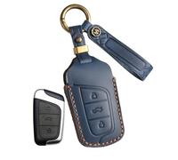 Rondrive Leather Key Case Fits Chery eQ1 Accessories Car Key Case for Dr 1.0 EV 2023 2024 2025 Key Cover Key Bag Key Protector Key Ring Blue