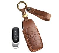 Rondrive Leather Key Case Fits GAC Aion Y Plus New Energy Car Key Case Key Cover Key Cover Key Protector Key Bag 5 Buttons Brown