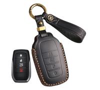 Rondrive Leather Key Case Fits Toyota Highlander Kluger Corolla Cross Hybrid Yaris 4 2024-2026 Key Case for Mazda 2 Hybrid Car Key Case Key Cover 4 Buttons A-Black