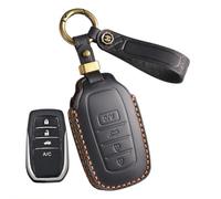 Rondrive Leather Key Case Fits Toyota Yaris 4 Cross Hybrid Corolla RAV4 Prius Camry Auris Hilux Key Cover Car Key Cover Key Protection 4 Buttons B-Black