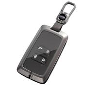 Rondrive Leather Metal Key Case Car Key Case Fits Renault Scenic E-Tech 2024-2025 2026 Zoe Captur Arkana E-Tech Hybrid Accessories Key Cover Key Case Key Fob A Grey