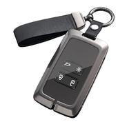 Rondrive Leather Metal Key Case for Dacia Duster 2/3 Jogger Sandero Stepway 3 Sandero 3 2022-2026, Bigster 2025-2026, Alpine A290 GTS, Mitsubishi ASX Colt 2023-2025 (4 Buttons) - Black