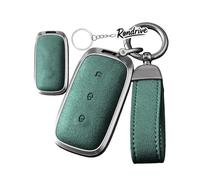 Rondrive Metal Frame Key Case Compatible with Geely Auto 2025 Galaxy E5 EX5 Starray EM-i 2026 3-Button Car Key Case Suede Key Case Protection Accessories with Key Fob B Green