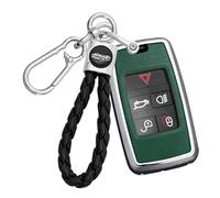 Rondrive Metal Key Case Car Key Cover Key Protector Fits Jaguar E-Pace 2017-2025 F-Pace F-Type I-Pace XE XF 2020-2026 Accessories Protective Case PU Leather Key Cover Silver Green