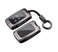 Rondrive Metal Key Cover fit for 2018+ New Range Rover Sport Evoque Velar Discovery Defender 90 110 Jaguar key fob case holder shell keychain Accessories Carbon fiber Pattern Square keyring-Type B