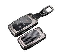 Rondrive Metal Key Cover fit for 2018+ New Range Rover Sport Evoque Velar Discovery Defender 90 110 Jaguar key fob case holder shell keychain Accessories Carbon fiber Pattern Square keyring-Type B