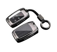 Rondrive Metal Key Cover fit for Range Rover Evoque Velar Discovery Sport Jaguar XE XF XJ F-PACE F-TYPE key fob case holder shell keychain Accessories carbon fiber pattern Round keyring-Type A