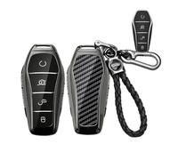 Rondrive Metal Key fob Cover fit for BYD Sealion 7 6 ATTO 1 2 3 Shark 6 Dolphin Surf Seagull Seal U DM-i SUV Carbon Pattern Car key case holder shell key chain Keyring Accessories 4 buttons Black 3