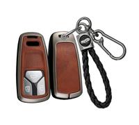 Rondrive Metal Leather Car Key Case Key Cover Protective Cover 3 Buttons Fits Audi A4 Avant B9 A5 Q5 Sportback S4 S5 SQ5 TT RS Quattro 2018-2022 Key Case Black Brown