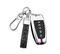 Rondrive Metal Shell Car Key Case Compatible with Ford Bronco Ecosport Ranger Explorer EV Transit Custom Illuminated Silicone Strip Key Case Protective Key Case 3 Buttons Silver