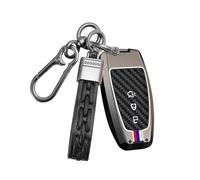 Rondrive Metal Shell Car Key Case Compatible with Ford Bronco Ecosport Ranger Explorer EV Transit Custom Illuminated Silicone Strip Key Case Protective Key Case 2 Buttons Black