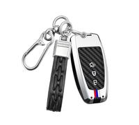 Rondrive Metal Shell Car Key Case Compatible with Ford Bronco Ecosport Ranger Explorer EV Transit Custom Illuminated Silicone Strip Key Case Protective Key Case 2 Buttons Silver