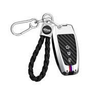 Rondrive Metal Shell Car Key Case Fits Ford Tourneo Transit Custom 2023-2024 2025 Ford Ranger Raptor Illuminated Silicone Strip Key Case Protective Key Case 2 Button Silver