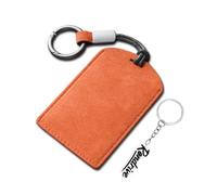 Rondrive NFC Key Card Holder Protector Sleeves fit for Polestar 3 Polestar 4 2023 2024 EM90 EX30 2025 within 8.8 * 5.8cm Suede PU Leather Smart Car Card Key Case Cover Shell Accessories Orange 1