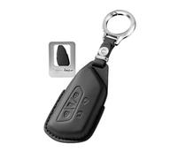 Rondrive PU Leather Key Case Key Cover Fits VW for Tiguan Crafter 2025 2026 ID.5 ID.6X ID.7 Pro for Ford Capri EV Car Key Case Key Cover Key Fob 5 Buttons Black