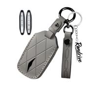 Rondrive Retro Leather Key Case Key Cover Fits Genesis G70 G90 GV60 GV70 2023 G80 GV80 2024 2025 Accessories Car Key Case Hand Stitched Key Protection Key Fob 7 Buttons Grey
