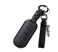 Rondrive Retro Leather Key Case Key Cover Fits Mazda 2 3 5 6 for Fiat Abarth 124 Spider 2017-2019 Car Key Case for Toyota Yaris iA Hand-Stitched Key Protection 4 Buttons B-Black