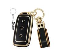 Rondrive Soft TPU Key Case Key Case Compatible with Geely EX5 Starray EM-i 2025 2026 Gold Edge Car Key Case Key Cover Key Protector with Key Fob 3 Buttons B Black